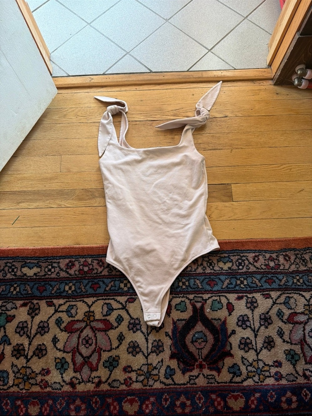 Express pink Neutral Tie-Shoulder One-Piece Bodysuit